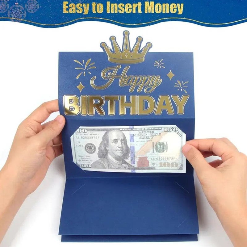 Birthday Money Envelope for Cash Gifts, Surprise Cash Envelope for Men Women Kids, Birthday Gift Card for Men Women Girls Boys, Black Gold Money Holder - Image 2